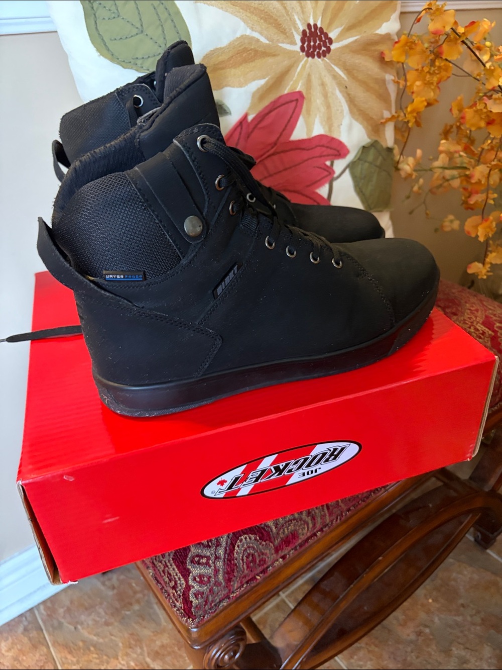 Black Men's High-Top motorcycle Casual Sneakers